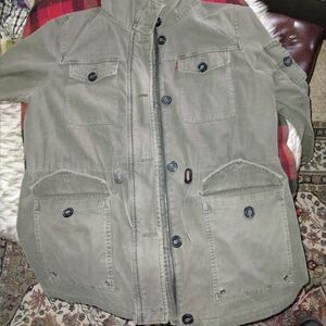 Levi's 5 Pocket Zip & Button Up Jacket w/ Hood & Drawstrings Military Green XL